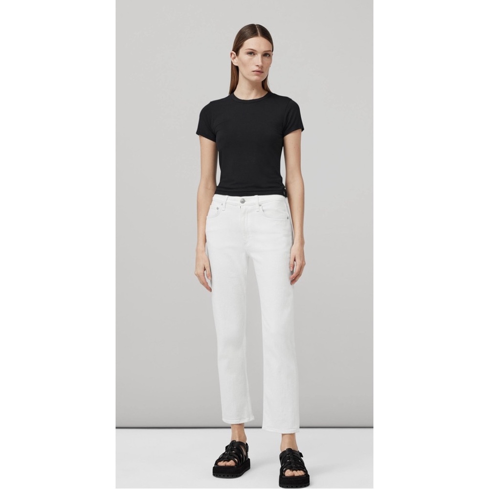 Rag & Bone Harlow Mid Rise Straight Leg Jeans Optic White 30 Ankle Stretch